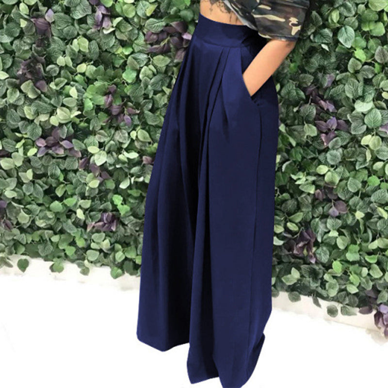 Hochtaillierte Damenhose mit weitem Bein und praktischen Taschen - J&B - 5 - Jasminaboutique.com