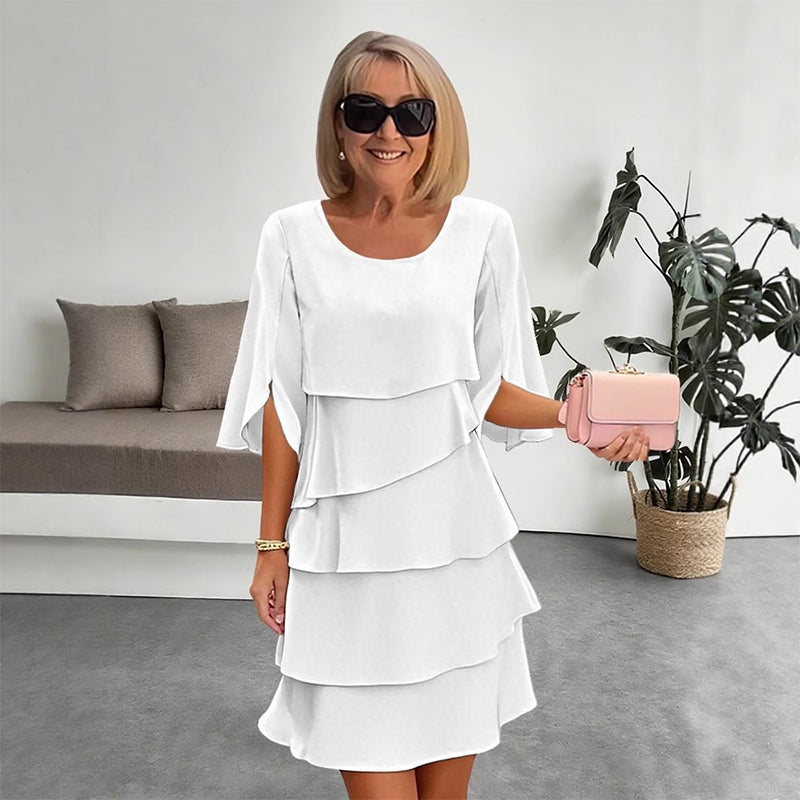 Damenkleid mit fließendem Schnitt und Rüsche - J&B - 12 - Jasminaboutique.com