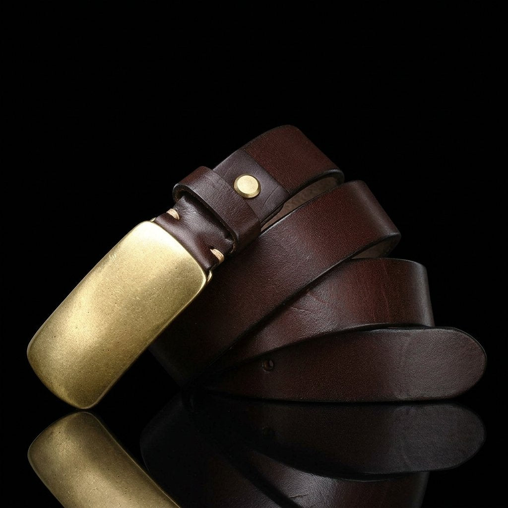 Herren Gürtel mit massiver Messingschnalle - J&B - 8 - Jasminaboutique.com