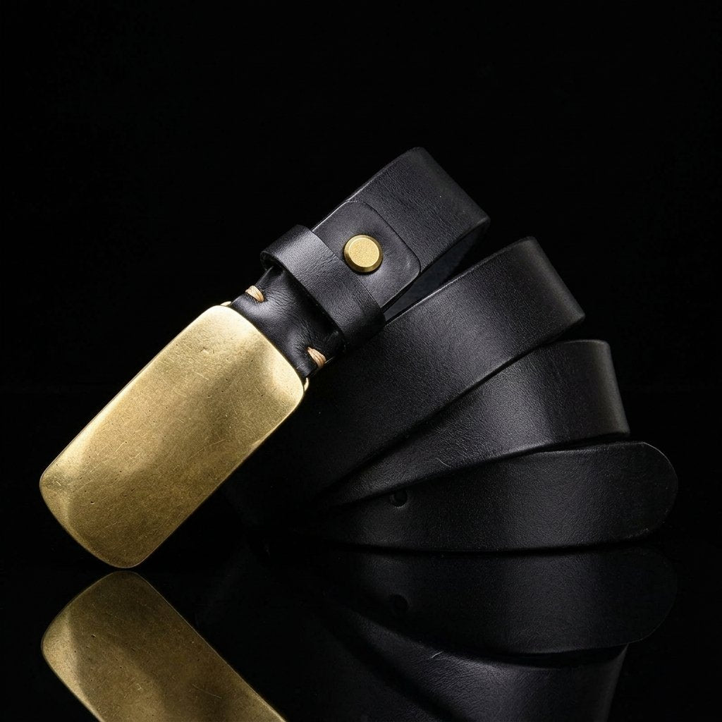 Herren Gürtel mit massiver Messingschnalle - J&B - 11 - Jasminaboutique.com