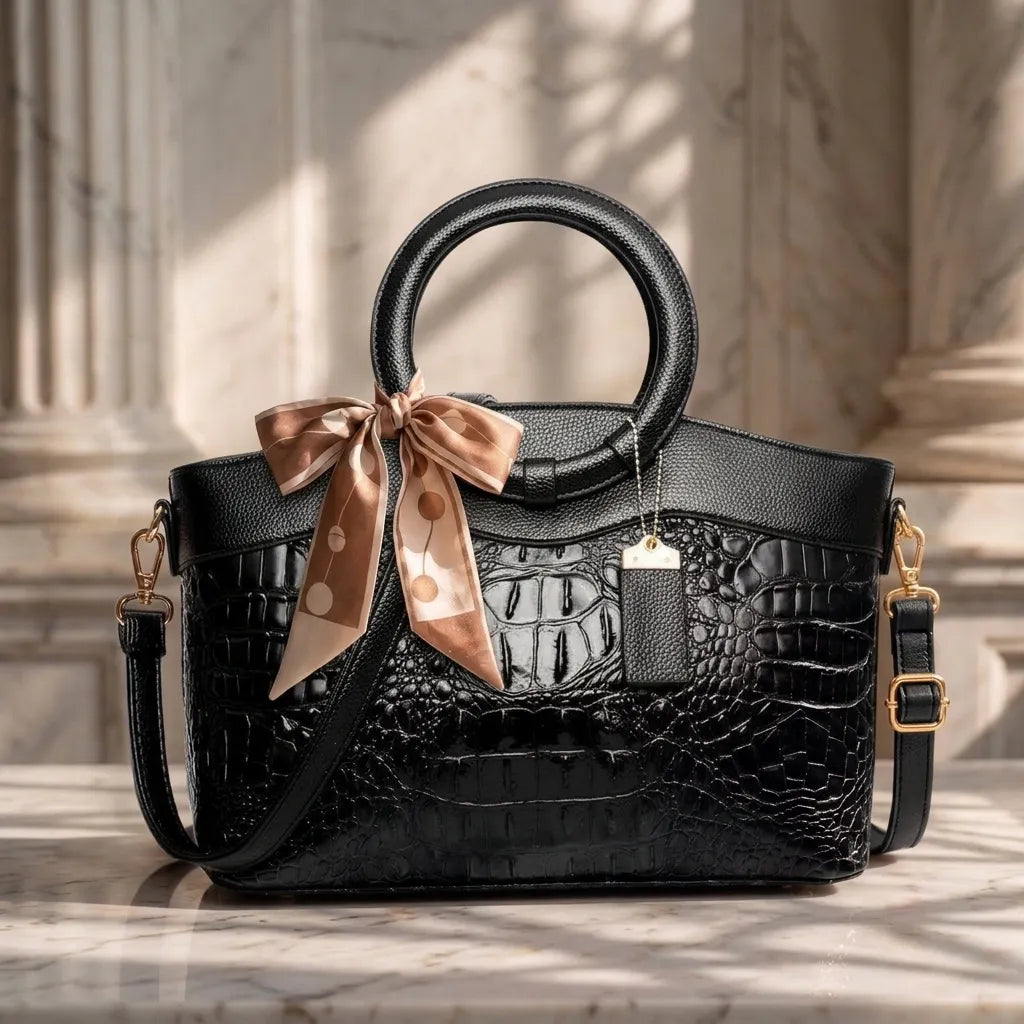Handtasche Damen mit rundem Griff und eleganten Details - J&B - 5 - Jasminaboutique.com