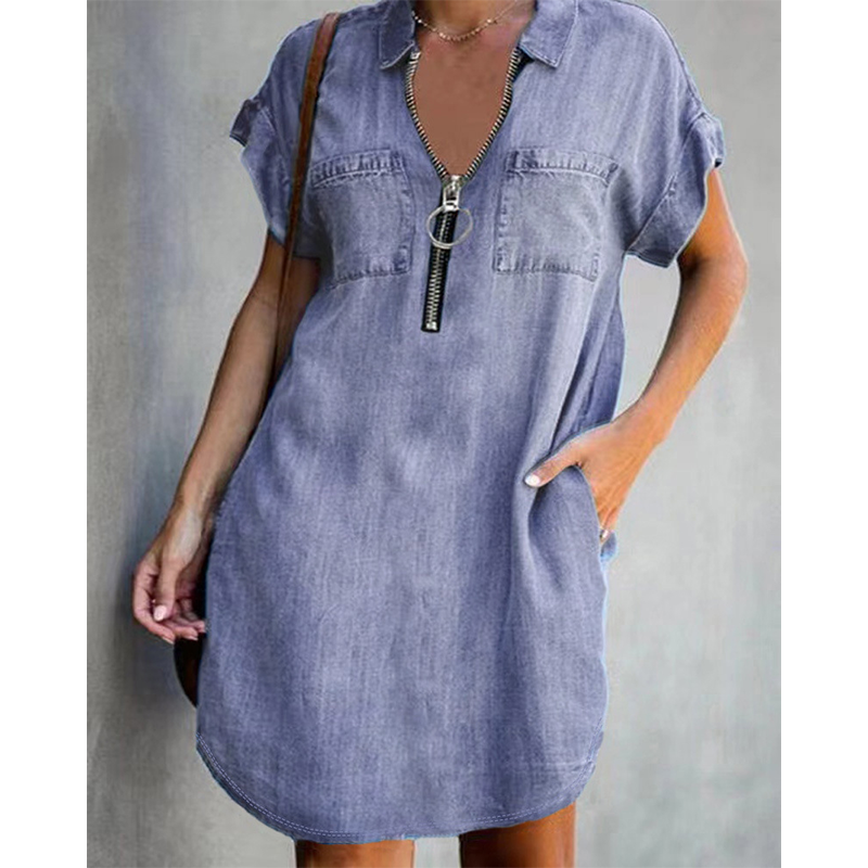 Kleid Damen mit Kragen und Reißverschluss - J&B - 9 - Jasminaboutique.com