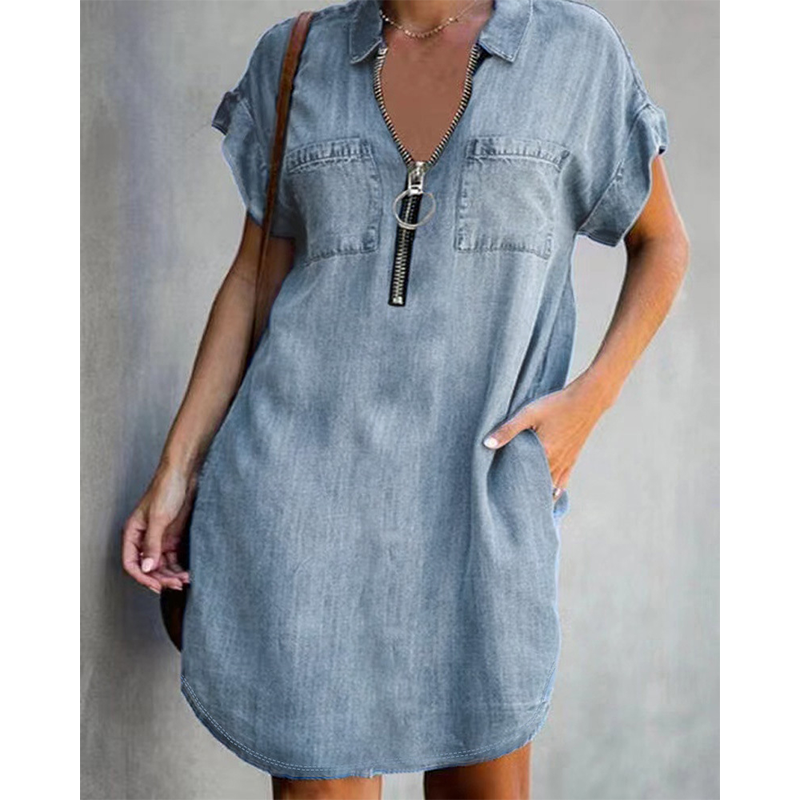 Kleid Damen mit Kragen und Reißverschluss - J&B - 12 - Jasminaboutique.com