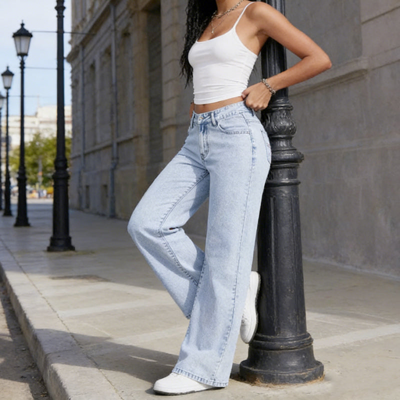 Jeans Damen mit hohem Bund und entspannter Passform - J&B - 7 - Jasminaboutique.com