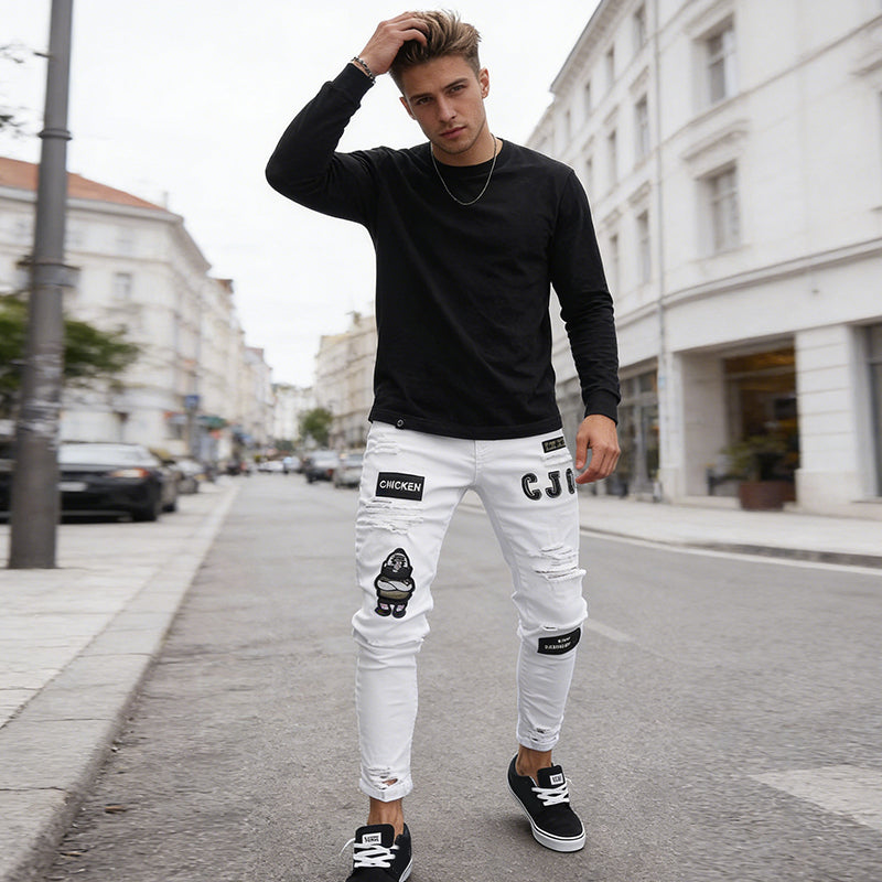 Herren Jeans mit Ripped-Design und Slim Fit - J&B - 1 - Jasminaboutique.com