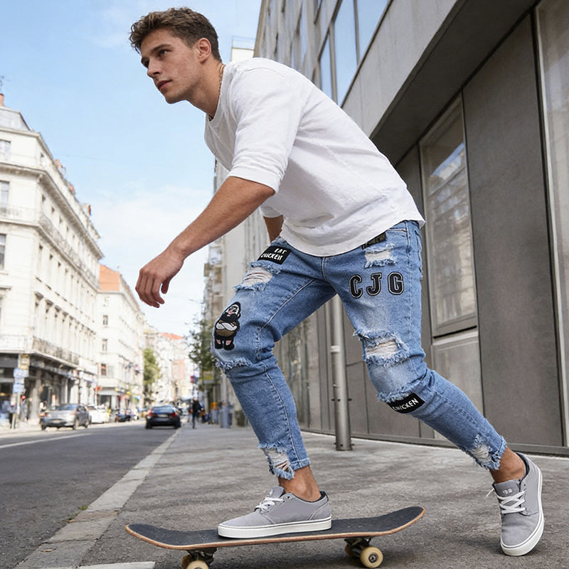 Herren Jeans mit Ripped-Design und Slim Fit - J&B - 7 - Jasminaboutique.com