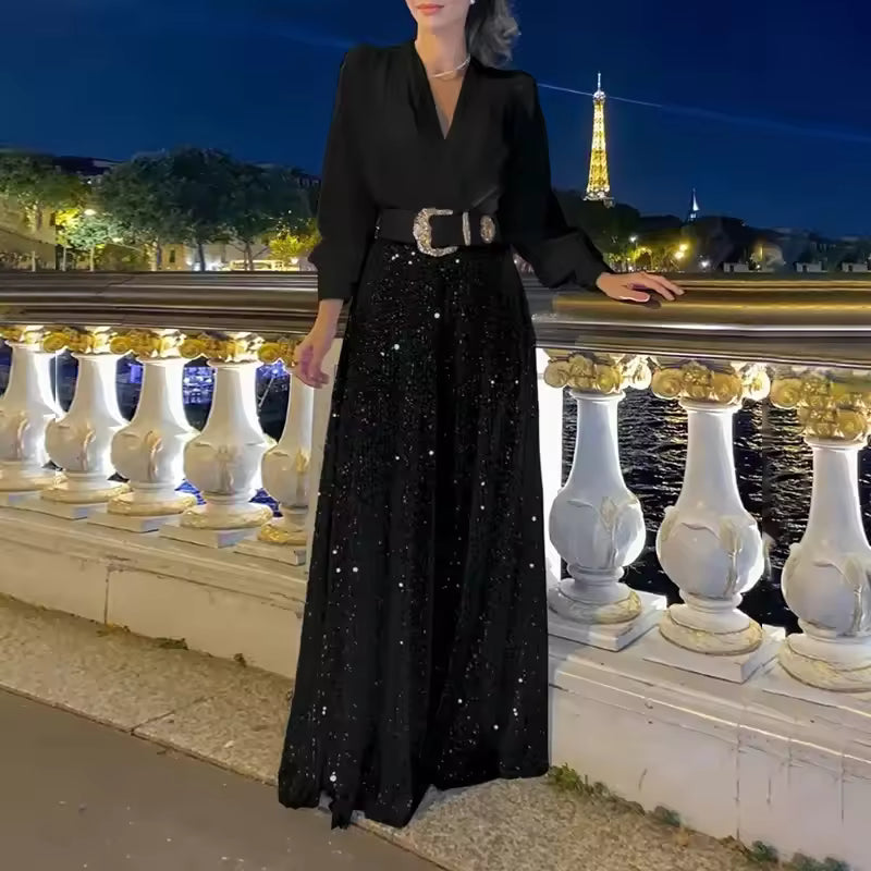Jumpsuit Damen mit V-Ausschnitt und langem Arm - J&B - 2 - Jasminaboutique.com