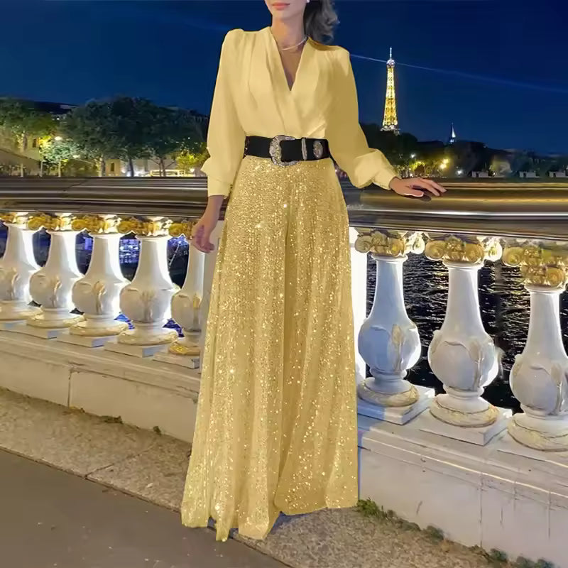 Jumpsuit Damen mit V-Ausschnitt und langem Arm - J&B - 3 - Jasminaboutique.com