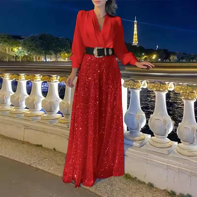 Jumpsuit Damen mit V-Ausschnitt und langem Arm - J&B - 5 - Jasminaboutique.com