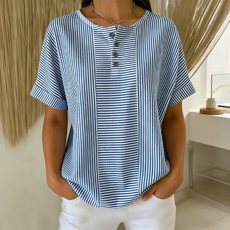 Bluse Damen mit Rundhalsausschnitt und Knopfleiste - J&B - 10 - Jasminaboutique.com