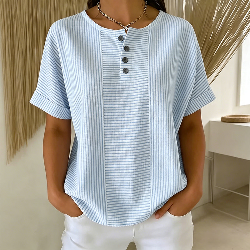 Bluse Damen mit Rundhalsausschnitt und Knopfleiste - J&B - 12 - Jasminaboutique.com