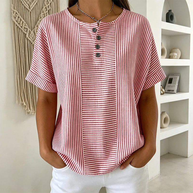 Bluse Damen mit Rundhalsausschnitt und Knopfleiste - J&B - 14 - Jasminaboutique.com