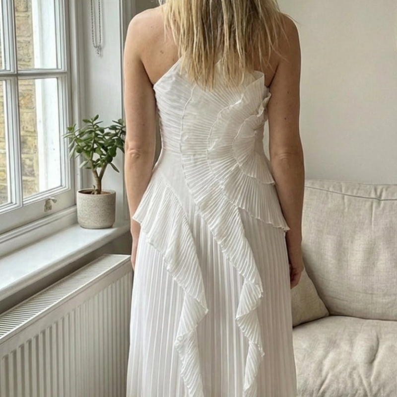 Elegantes Damen Kleid mit asymmetrischem Schnitt und Rüschen - J&B - 10 - Jasminaboutique.com
