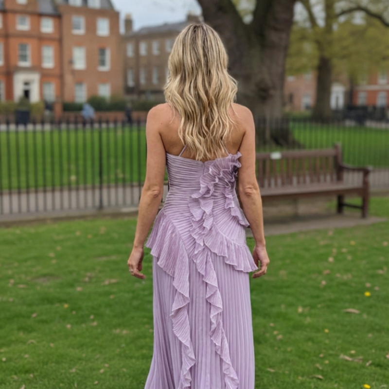 Elegantes Damen Kleid mit asymmetrischem Schnitt und Rüschen - J&B - 12 - Jasminaboutique.com