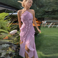 Elegantes Damen Kleid mit asymmetrischem Schnitt und Rüschen - J&B - 15 - Jasminaboutique.com