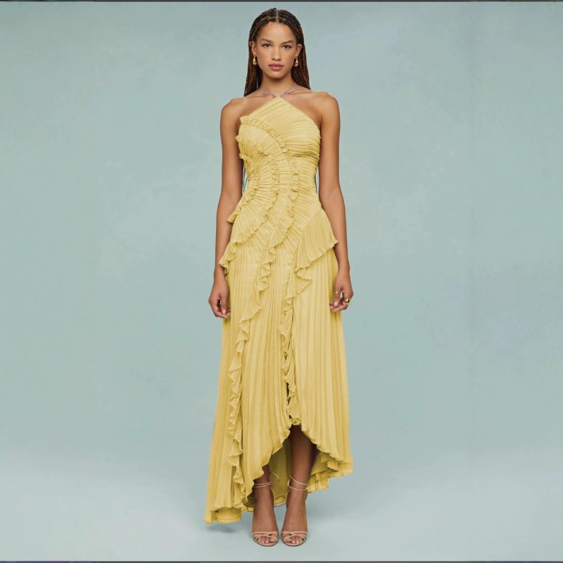 Elegantes Damen Kleid mit asymmetrischem Schnitt und Rüschen - J&B - 16 - Jasminaboutique.com