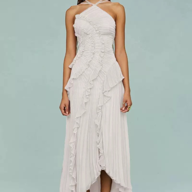 Elegantes Damen Kleid mit asymmetrischem Schnitt und Rüschen - J&B - 17 - Jasminaboutique.com