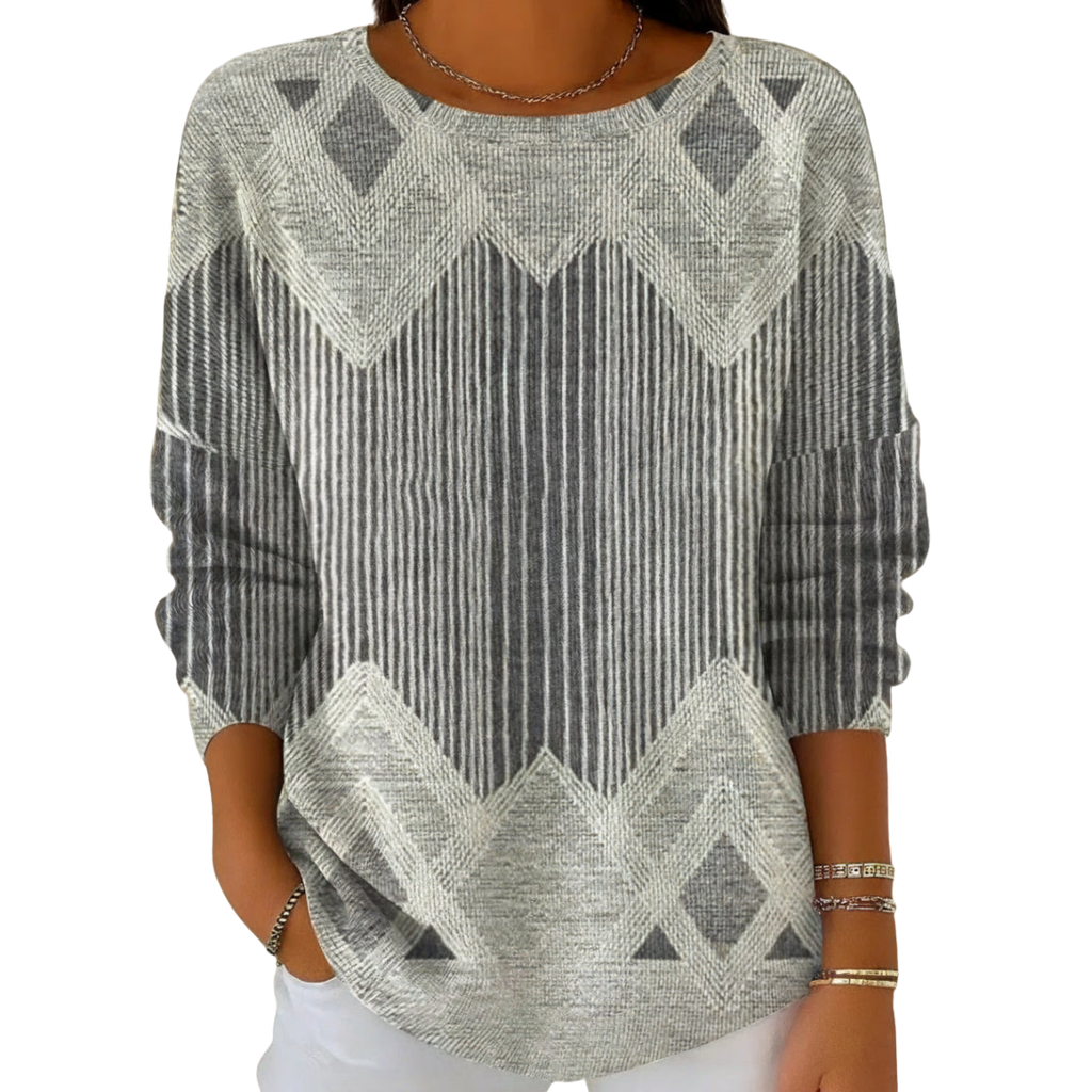 Pullover Damen mit modernem Schnitt und auffälligem Muster - J&B - 3 - Jasminaboutique.com