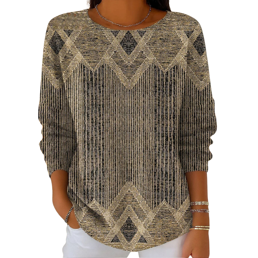 Pullover Damen mit modernem Schnitt und auffälligem Muster - J&B - 5 - Jasminaboutique.com