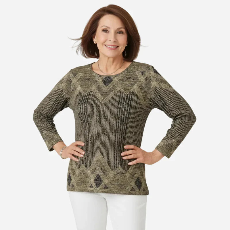 Pullover Damen mit modernem Schnitt und auffälligem Muster - J&B - 6 - Jasminaboutique.com