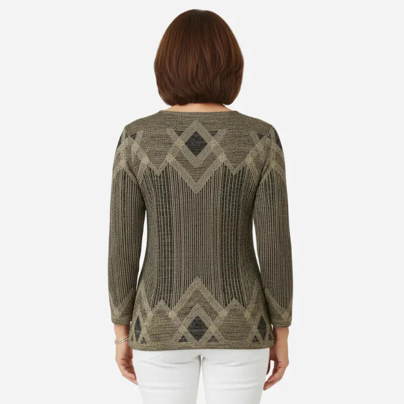 Pullover Damen mit modernem Schnitt und auffälligem Muster - J&B - 7 - Jasminaboutique.com