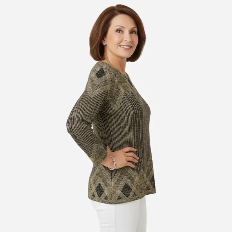 Pullover Damen mit modernem Schnitt und auffälligem Muster - J&B - 8 - Jasminaboutique.com