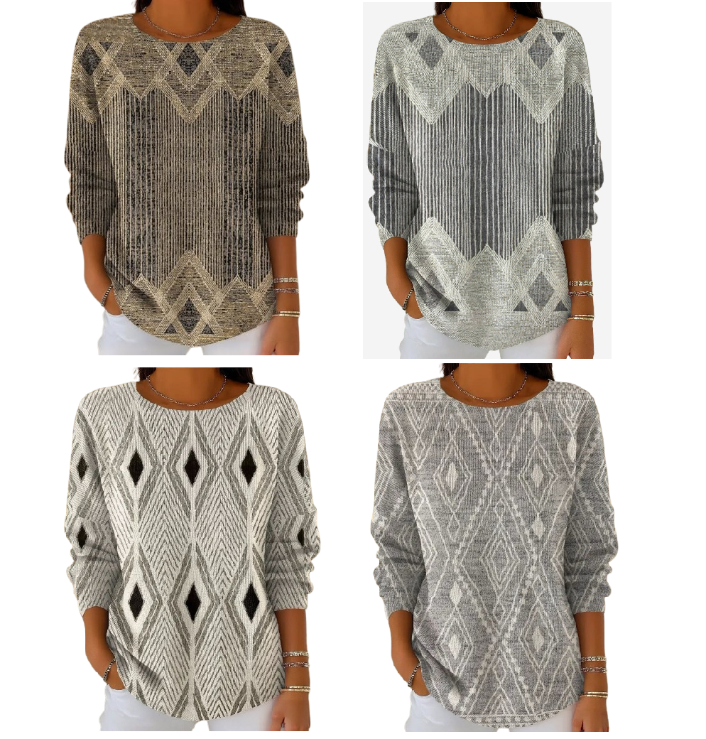 Pullover Damen mit modernem Schnitt und auffälligem Muster - J&B - 9 - Jasminaboutique.com