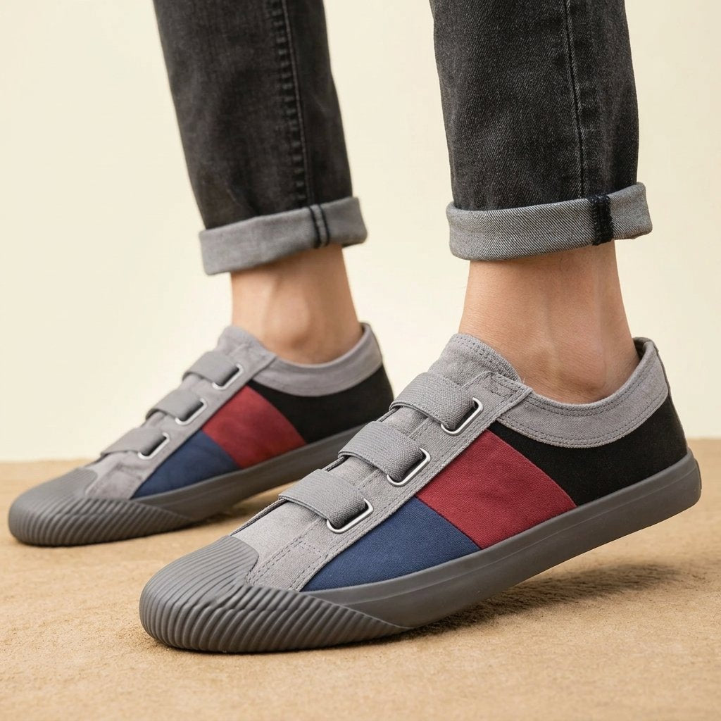 Sneaker Damen mit strukturiertem Schnitt und praktischen Riemen - J&B - 2 - Jasminaboutique.com