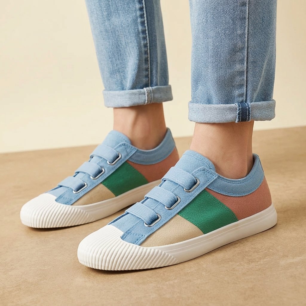 Sneaker Damen mit strukturiertem Schnitt und praktischen Riemen - J&B - 12 - Jasminaboutique.com