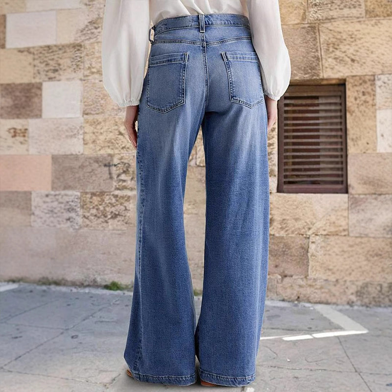 Damen Vintage Jeans mit hohem Bund und weitem Bein - J&B - 3 - Jasminaboutique.com