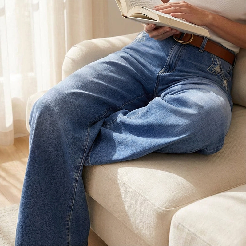 Damen Vintage Jeans mit hohem Bund und weitem Bein - J&B - 8 - Jasminaboutique.com