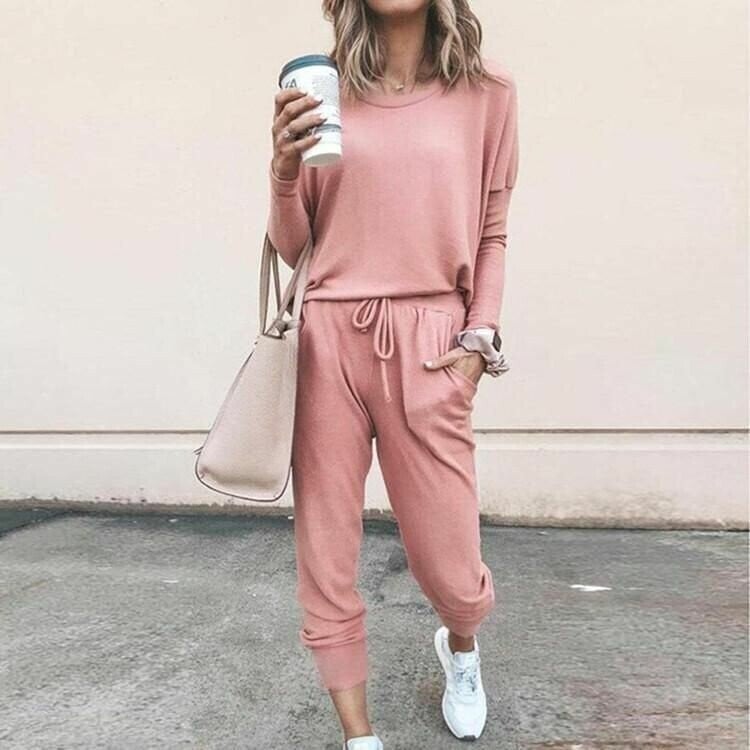 Zwei-Teiliges Outfit Damen mit lässigem Schnitt und elastischem Bund - J&B - 2 - Jasminaboutique.com