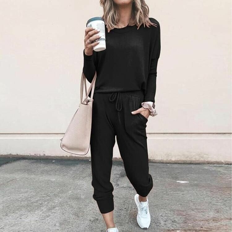 Zwei-Teiliges Outfit Damen mit lässigem Schnitt und elastischem Bund - J&B - 3 - Jasminaboutique.com