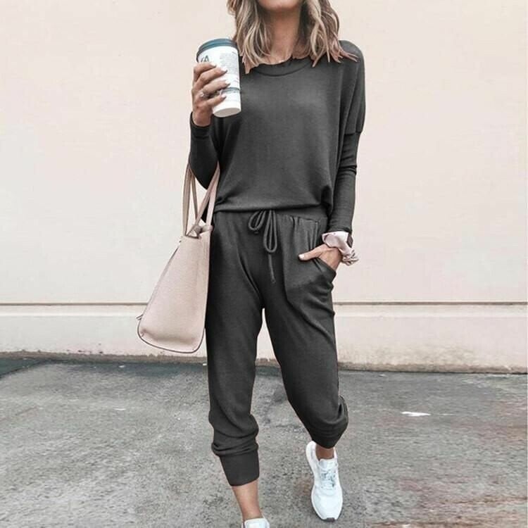 Zwei-Teiliges Outfit Damen mit lässigem Schnitt und elastischem Bund - J&B - 6 - Jasminaboutique.com