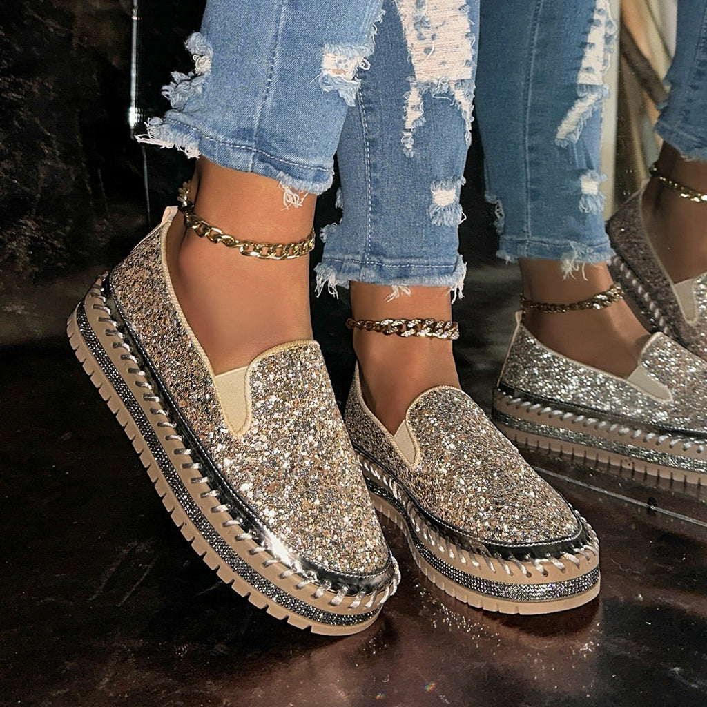 Damen Slip-On Schuhe mit Glitzer-Detail - J&B - 4 - Jasminaboutique.com
