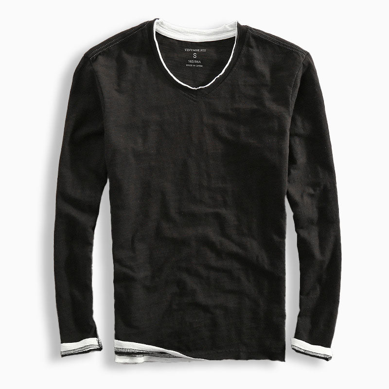 Shirt Herren mit V-Ausschnitt und kontrastierendem Saum - J&B - 3 - Jasminaboutique.com