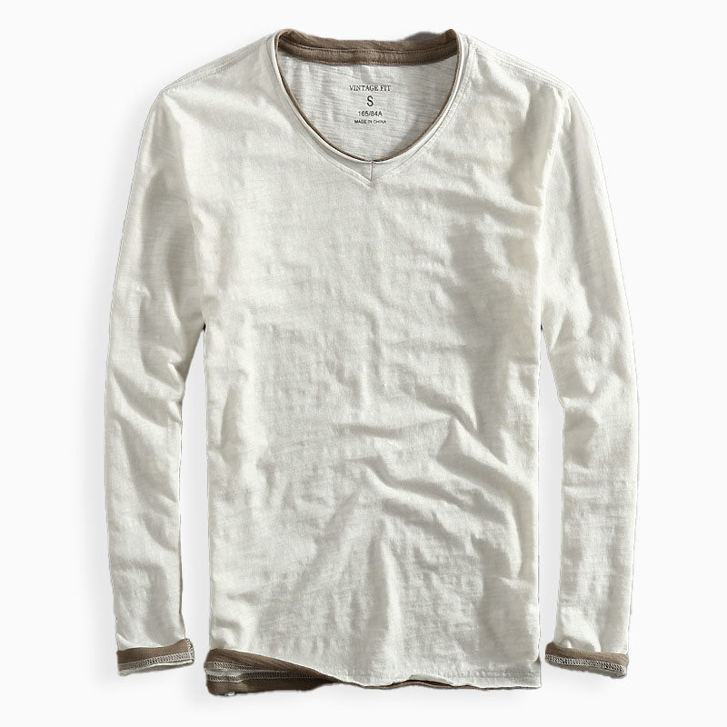 Shirt Herren mit V-Ausschnitt und kontrastierendem Saum - J&B - 4 - Jasminaboutique.com