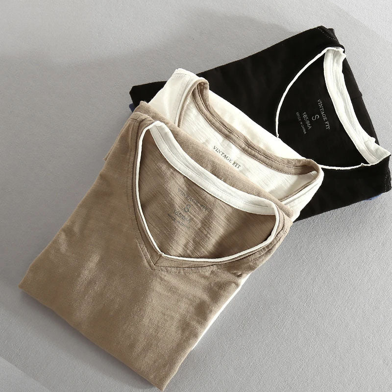 Shirt Herren mit V-Ausschnitt und kontrastierendem Saum - J&B - 6 - Jasminaboutique.com