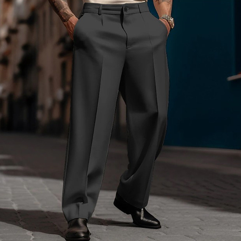 Herren-Hose mit Bundfalten und weitem Bein – Lässiger Schnitt für höchsten Tragekomfort - J&B - 10 - Jasminaboutique.com