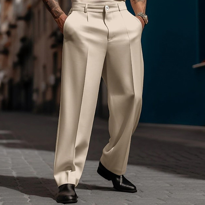 Herren-Hose mit Bundfalten und weitem Bein – Lässiger Schnitt für höchsten Tragekomfort - J&B - 12 - Jasminaboutique.com