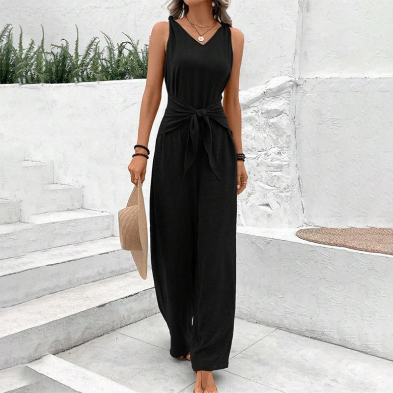 Jumpsuit Damen mit Taillenbindeband und lässigem Schnitt - J&B - 4 - Jasminaboutique.com