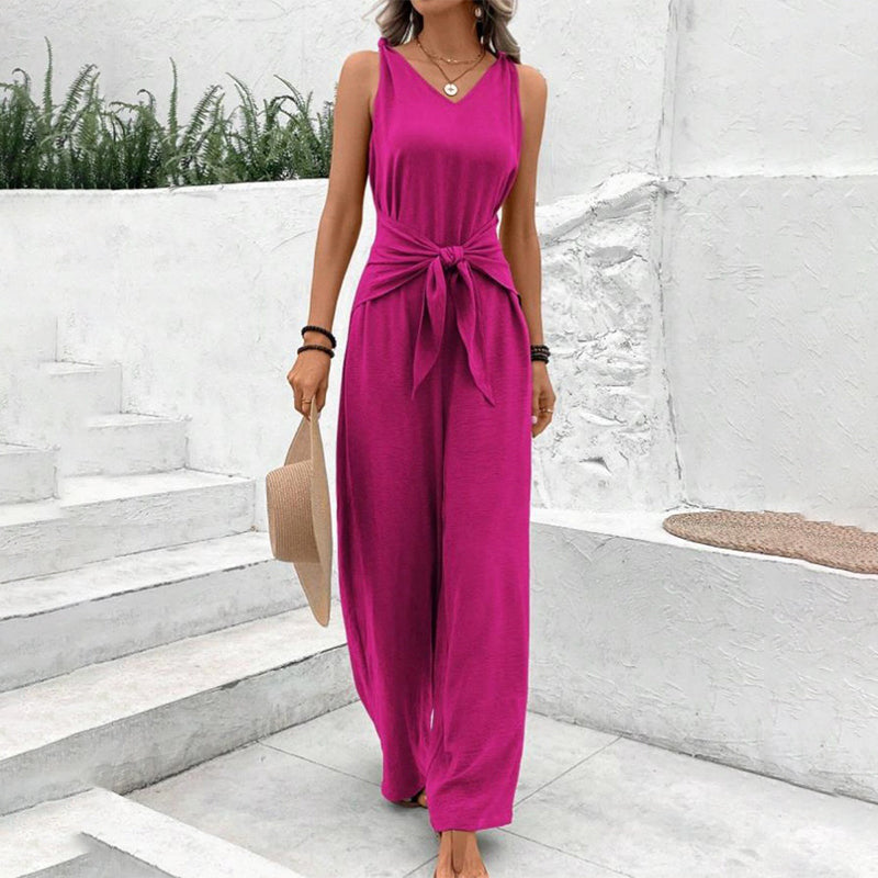 Jumpsuit Damen mit Taillenbindeband und lässigem Schnitt - J&B - 6 - Jasminaboutique.com