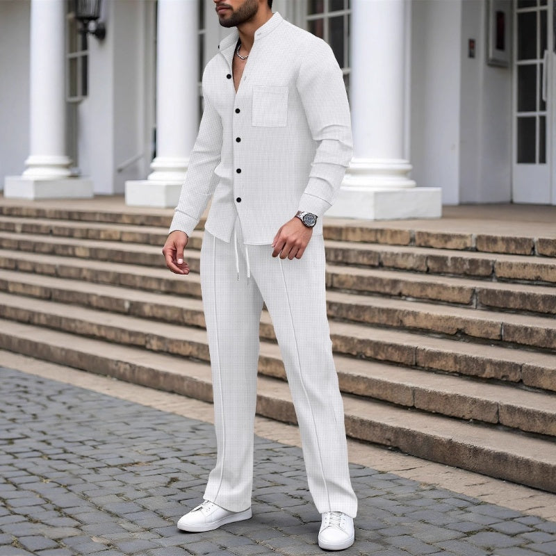 Herren 2-teiliges Waffle-Set – Entspannte Passform mit praktischen Details - J&B - 3 - Jasminaboutique.com