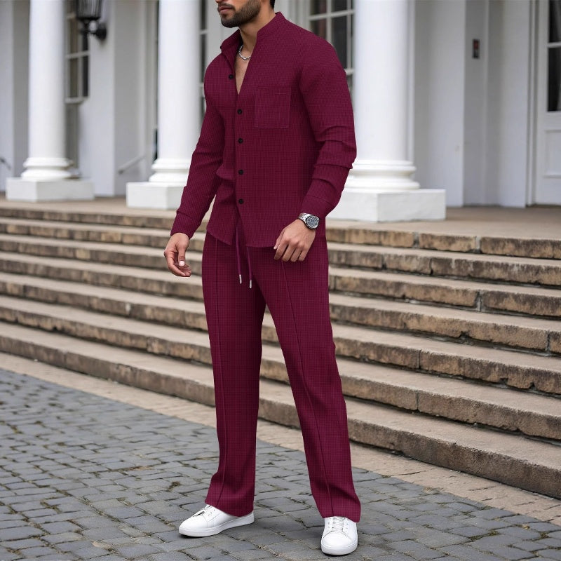 Herren 2-teiliges Waffle-Set – Entspannte Passform mit praktischen Details - J&B - 5 - Jasminaboutique.com