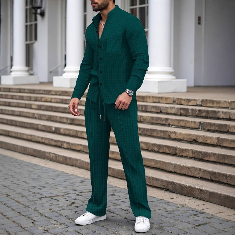 Herren 2-teiliges Waffle-Set – Entspannte Passform mit praktischen Details - J&B - 6 - Jasminaboutique.com