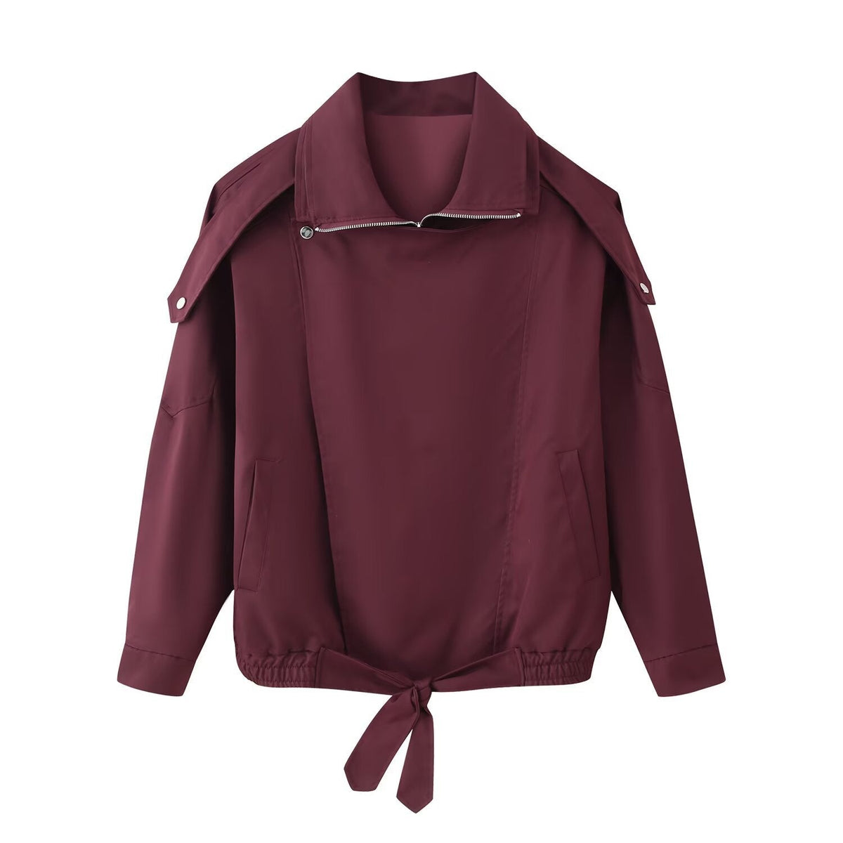 Damen Bomberjacke im Oversize-Schnitt mit asymmetrischem Reißverschluss - J&B - 2 - Jasminaboutique.com