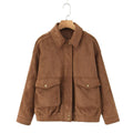 Damen Oversize Bomberjacke mit Pattentaschen und elastischem Saum - J&B - 6 - Jasminaboutique.com