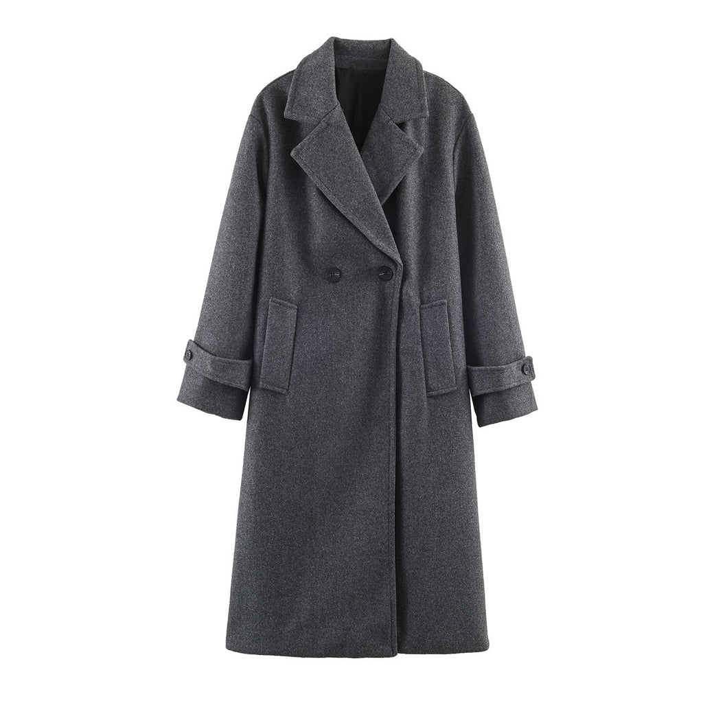Damen Oversize Mantel mit breitem Revers und Doppelreiher - J&B - 6 - Jasminaboutique.com