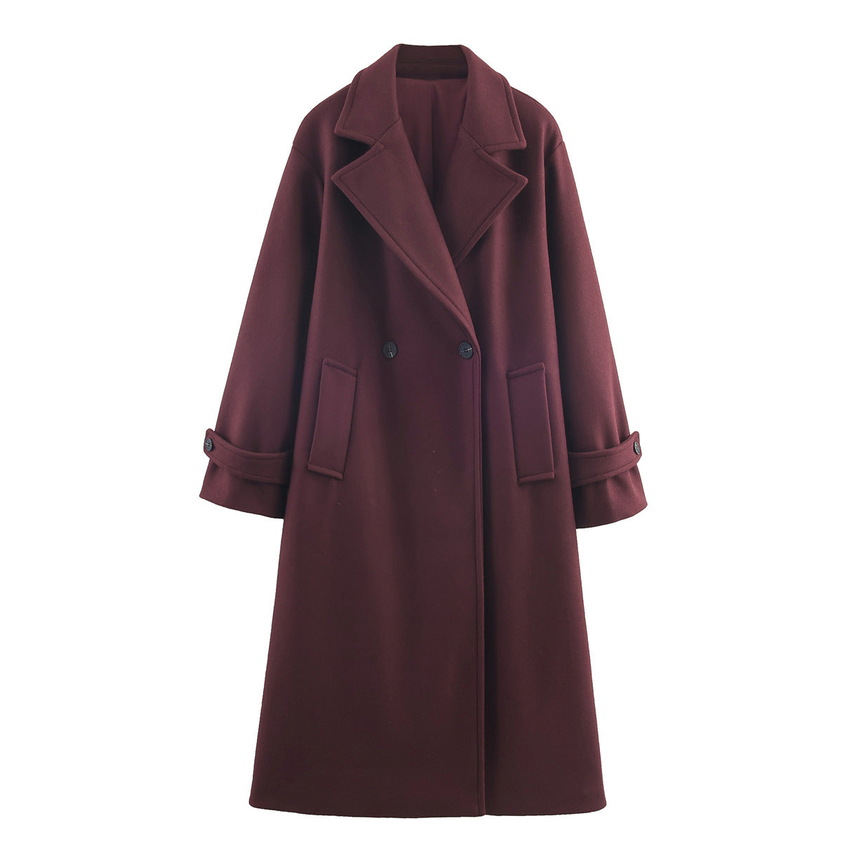 Damen Oversize Mantel mit breitem Revers und Doppelreiher - J&B - 7 - Jasminaboutique.com