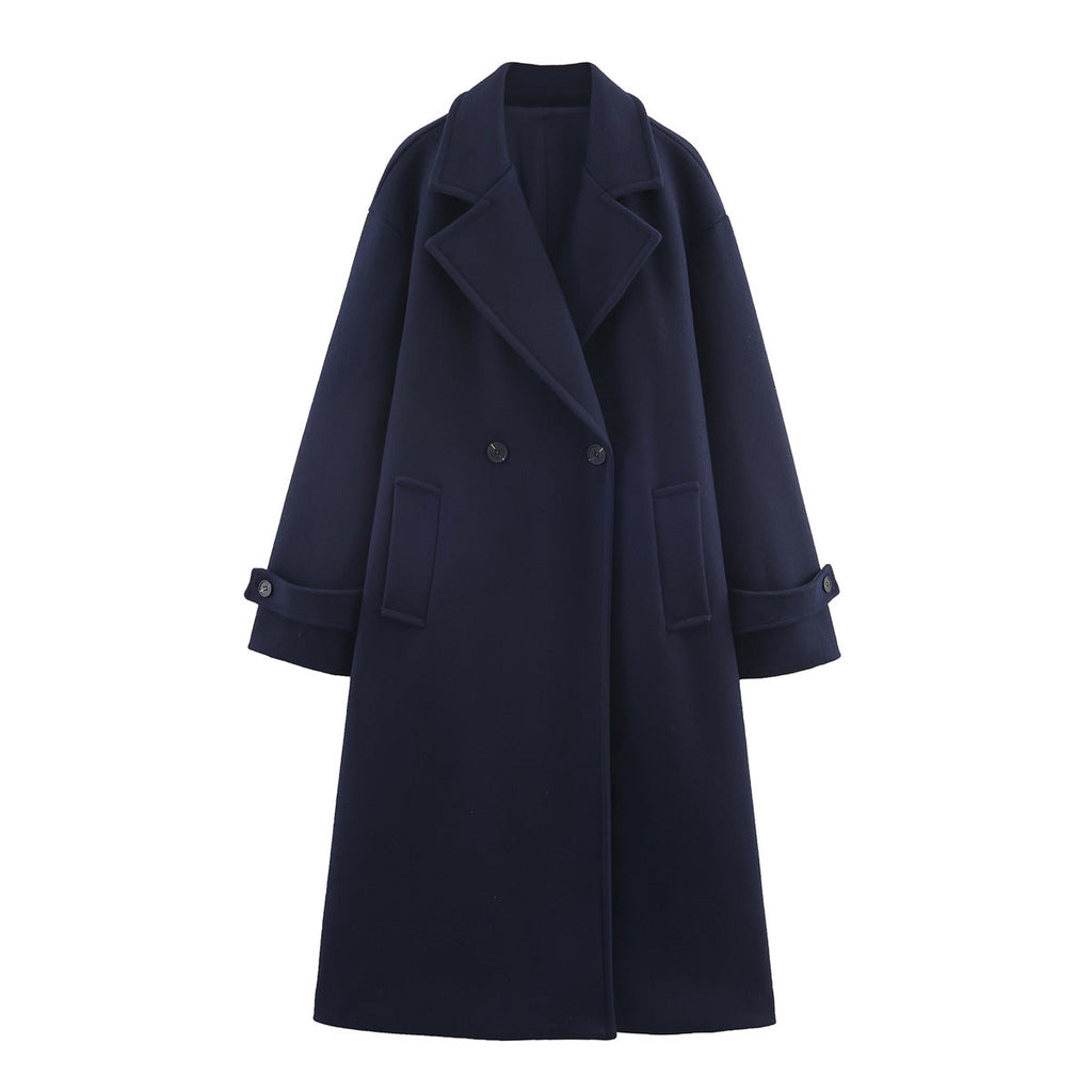 Damen Oversize Mantel mit breitem Revers und Doppelreiher - J&B - 9 - Jasminaboutique.com